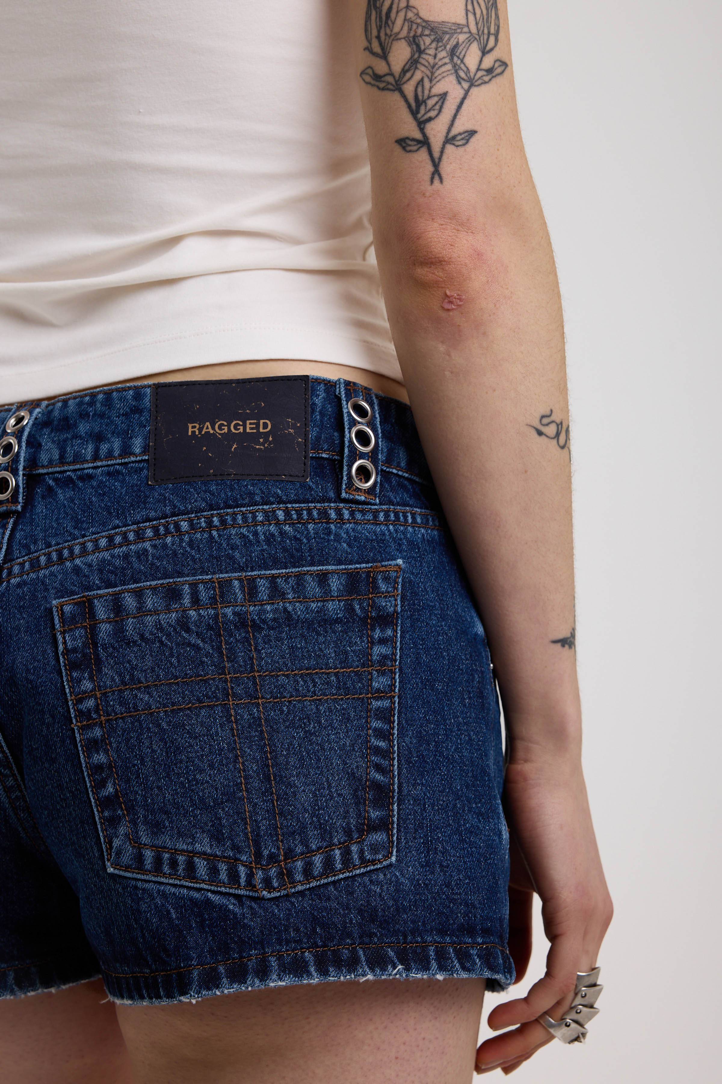 Solstice Lace Up Denim Hot Pants - Image 7